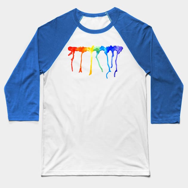 Rainbow Splatters Baseball T-Shirt by AnnArtshock
